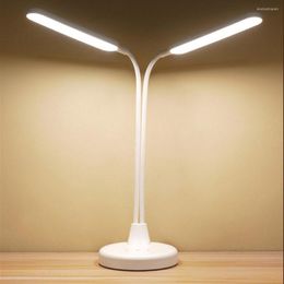 Table Lamps Double Head LED Lamp Wireless Charging Touch Dimmable Eye Protection Light Reading For Bedroom/Study/Office