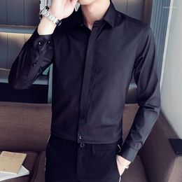 Men's Casual Shirts Fashion Shirt Men's Cotton Micro-elastic Tip Collar Fit Business Long-sleeved Long Sleeve Solid Slim Male So