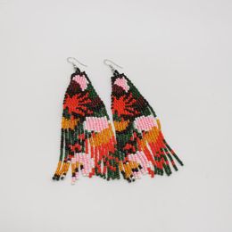 Dangle Earrings Fringe Hand Knitting Fashion Beaded Flower Jigsaw Puzzle Geometry Simple Bohemia Female Rice Bead