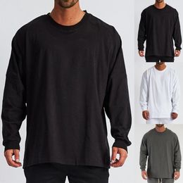 Men's T Shirts 2022 Spring Men Cotton Blend T-shirt Plus Size Loose O Neck High Quality Solid Color Pullover Sport Oversize Tops