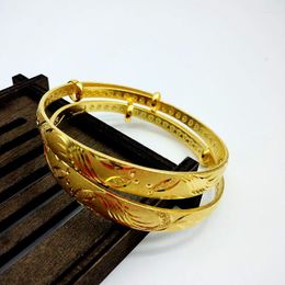 Bangle 2pcs Fish Animal Pattern Adjustable Yellow Gold Filled Womens Bracelet