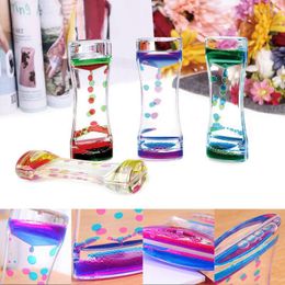 Decorative Figurines Double Color Sand Hourglasses Colorful Liquid Timer Anxiety Relief Motion Bubble Oil Hourglaslock Home Decor