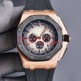 6 Colors Fashion Wristwatches 43 mm 26420 18k Rose Gold Automatic Mechanical Transparent Rubber Bands Strap Mens Watch Watches273l