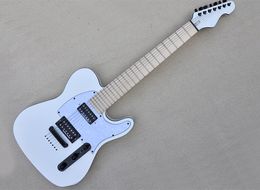 7 Strings White Electric Guitar with Humbuckers Maple Fretboard