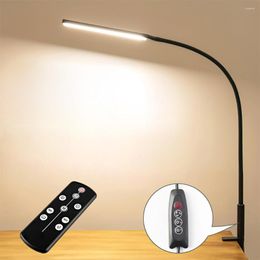 Table Lamps WAKYME Lamp Stepless Adjustable LED Desk Foldable Dimmable Night Light Long Arm Clip Office 3-Level Brightness