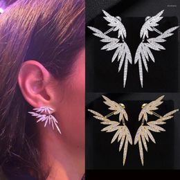 Stud Earrings Summer Fashionable Wing Feather Detachable Jewelry Cubic Zirconia Bridal Wedding Gift Ear Rings For Women