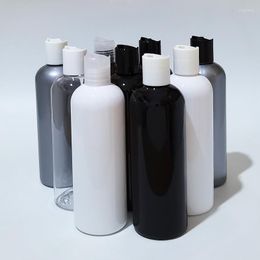 Storage Bottles 24pcs 300ml Empty Black Travel Plastic Shampoo With Disc Cap Press Lid PET Liquid Soap Container For Cosmetic Packaging