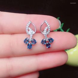 Stud Earrings Jewelry Dazzling Sapphire 3mm 4mm Natural Silver 925