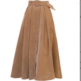 Skirts Autumn And Winter Corduroy Pleated Skirt Ol Thickened Chenille Large Swing Long Women