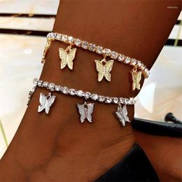 Anklets Trendy Rhinestone Crystal Ankle Bracelet Boho Beach Butterfly For Women Sandals Foot Jewellery Men Gift