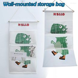 Storage Bags Linen Cotton Wall Hanging Bag 3 Cells Over The Door Pockets Book Organiser For Closet Kid's Room M56