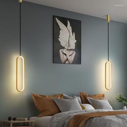 Pendant Lamps Chandelier Nordic Minimalist Bedroom Bedside Modern Creative Living Room Background Wall Long Line Light Luxury Small