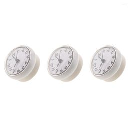 Wall Clocks 3pcs European Style Small Waterproof Round Clock For Bathroom Suction Up Mirror Window White