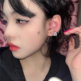 Hoop Earrings Goth Exquisite Shiny Bling Rhinestone Star Pentagram For Women Sweet Harajuku Y2k Jewellery Accessori