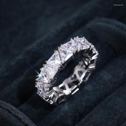 Wedding Rings Gorgeous Women Promise Eternity Geometric Triangle White Cubic Zirconia Stone Engagement Jewelry #6 7 8 9 10