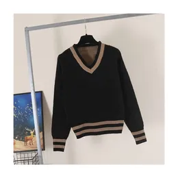 Sonbahar Kış Kış Kadın Sweaters Tasarımcı Külot Örme Moda Milan Pist Jakard Mektup V Yağ Uzun Kollu Seksi Bahar Kadın Sonbahar Giysileri Sweater