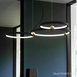 Pendant Lamps Post Modern Ring Led Chandelier American Light Luxury Creative Restaurant Lamp Dining Living Room Decor