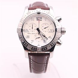 DHgate selected supplier watches man seawolf chrono white dial brown leather belt watch quartz battery watch mens dress watches181v