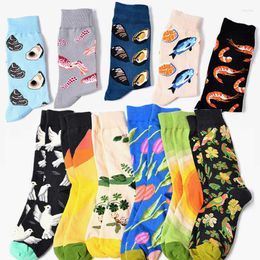 Men's Socks Pattern Mens Plant Cotton Dress Sea Fashion Colourful Animal Novelty Creative Hosiery Colour Middle Tube