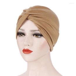 Ethnic Clothing Muslim Jersey Hijab Turban Cap Forehead Cross Soild Colour Turbante Hat Islamic Headwear India Bonnet For Women Inner Caps