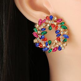 Dangle Earrings ZHINI Punk Geometric Tound Hollow Drop Earring Boho 5 Colours Crystal Statement Fashion Jewellery 2022 Brincos