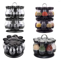 Storage Bottles Rotating Spice Rack Kitchen Herbs Seasoning Condiment Jars With Organizer Case Tools