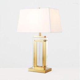 Table Lamps Square Crystal Glass Large Lamp El Decoration Living Room Bedroom Bedside Desk Light