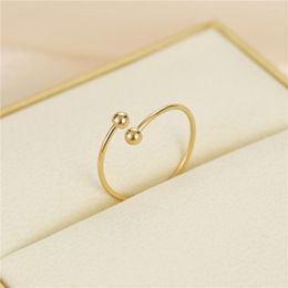 Wedding Rings Anslow Fashion Elegant Adjustable Lover's Couple Thin Gold Plated Color Double Ball Finger Charm Twist Open Joint Ring