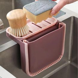 Storage Bottles Adjustable Kitchen Waste Filter Basket Hanging Sink Drain Fruit Vegetable Drainer Sponge Rack Organizer