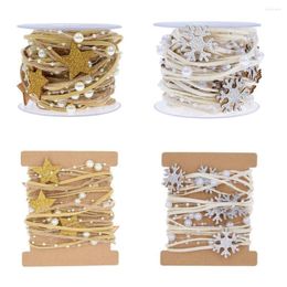 Christmas Decorations Ribbon Decoration For Home Star Bead Chain Xmas Gift Pack DIY Accessories 2022 Year