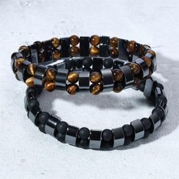 Charm Bracelets Fashion Obsidian Tiger Eye Beaded Bracelet For Men Woman Health Magnetic Bangle Jewelry Gift