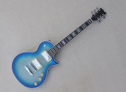 Blue 6 Strings Electric Guitar with Flame Maple Veneer Rosewood Fretboard Can be Customized