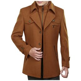 Men's Jackets 2022 Fashion Man Classic Office Jacket Coat Autumn Long Sleeve Slim Pure Color Plus Size Formal Zipper Overcoat For Male