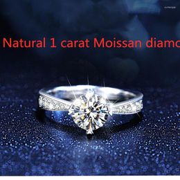 Cluster Rings 1 Natural Moissan Diamond D Color Heart-Shaped Four-Claw 925 Sterling Silver Inlaid Ring