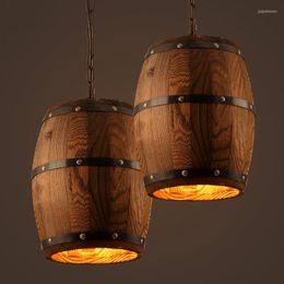 Pendant Lamps American Vintage Country Wine Barrel Modern Lights LED For Bedroom Living Room Restaurant Kitchen Aisle Chandelier