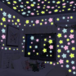 Wall Stickers 30pcs 3D Stars Glow In The Dark Luminous Fluorescent For Kids Baby Room Bedroom Ceiling Home Decor