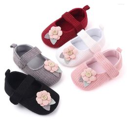 First Walkers 0-18M Baby Cute Infant Born Girl Knitted 3D Flower Prewalker Princess Soft Non-Slip Shoes Size