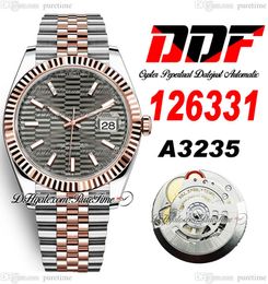 DDF Date 126331 A3235 Automatic Mens Watch 41 Fluted Bezel Two Tone Rose God Motif Stick Dial 904L OysterSteel Bracelet Super Edition Same Series Card Puretime C3