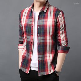 Men's Casual Shirts High Quality Men Office Striped Male Cotton Patchwork Clothes Long Sleeve Shirt