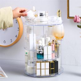 Storage Boxes Rotating Makeup Box Portable Cosmetics Rack Adjustable Cosmetic Holder Skin Care Product Organiser Lipstick Display Case