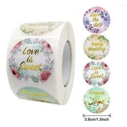 Gift Wrap Happy Wedding Labels Stickers 38mm Round Flower Decor Sealing Sticker Candy Favors Boxes Label Stationery