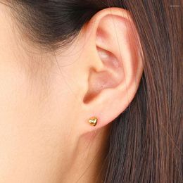 Stud Earrings Au750 Fine Jewelry Pure 18K Yellow Gold Women Wedding Geniune 18 Karat Love Heart For Girl Ear Engagement