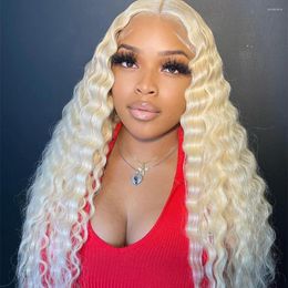 Blonde Lace Front Wig Human Hair 150 Density Curly Wigs For Women 613 Frontal Pre Plucked