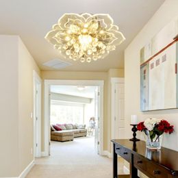 Chandeliers LED Crystal Ceiling Lights Lighting Fixtures Modern Flower Shape Lamp Interior Hallway Living Room Lightin