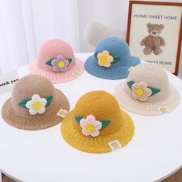 Hats Baby Bucket Hat For Boys And Girls Autumn Cotton Linen Woven Flowers Multi-functional Beach Travel Fashion Sombreros