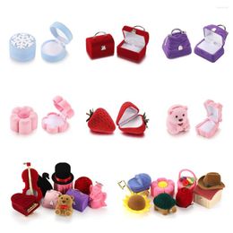 Jewellery Pouches 1pcs Velvet Storage Display Case Cute Earrings Wedding Ring Package Gift Box Container For Necklace Bracelet Holder