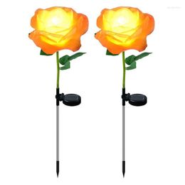 Solar Garden Roses Flower Lights Upgraded Realistic LED Powered Rose Stake Waterproof Decorative