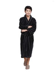 Men's Sleepwear Thick Men Bathrobe Cotton Robe Long Sleeve Plush Shawl Male Bath Nightgown Home Clothes