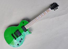 Green 6 Strings Electric Guitar with White Binding Maple Fretboard Can be Customised