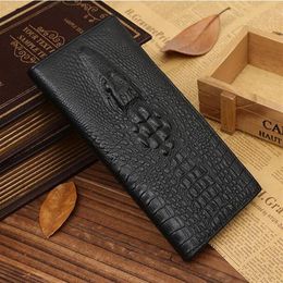 Factory whole men handbag first layer leather crocodile wallet personality leatheres long wallets business leathers purse tren326M